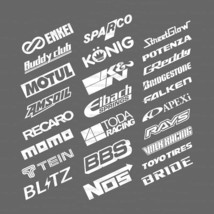 20cm-Length Random 13pcs Racing Sponsor Logos Set Reflective Car Stickers Turbo  - £12.06 GBP