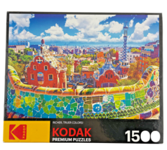 Kodak Premium Puzzles Park Guell Barcellona 1500 Piece Colorful City Villas - $24.18