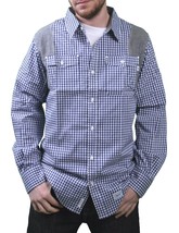 Orisue Blu Bianco Percalle Pittsburgh Manica Lunga Tessuta con Bottoni U... - $686.56 MXN