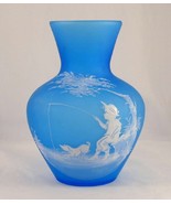 Mary Gregory Style Vase Westmorland Glass by C Steeley Boy Fishing - £58.73 GBP
