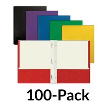 100-Pack Better Office Products 2 Pocket Paper Folders with Prongs, Asso... - $54.54