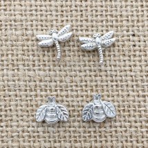 J TANDY dragonfly &amp; bumble bee stud earrings - 925 silver artisan insect bug - £16.12 GBP