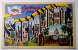 Greetings From Sacramento California Large Letter Linen Postcard Curt Te... - £8.85 GBP
