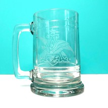 Vintage Anheuser Busch Etched Heavy Glass Beer Mug Stein Eagle &amp; A Logo - $26.47