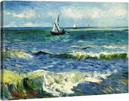 Extra-Large Seascape At Saintes Maries By Vincent Van Gogh Oil, By Wieco... - $124.99