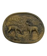 Vintage Indiana Metal Craft Buck &amp; Doe Whitetail Deer Brass Tone Belt Bu... - $21.81 CAD