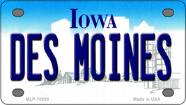Des Moines Iowa Novelty Mini Metal License Plate Tag - $14.95