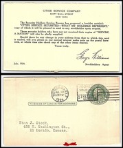 1924 US Postal Card - Cities Service Co, New York, NY to El Dorado, Kansas P14 - £2.32 GBP