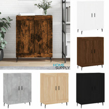 Modern Wooden 2 Door Home Sideboard Storage Cabinet Unit With Shelves Metal Legs - £76.21 GBP+