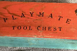 Wood toolbox &amp; tools ..kids set vintage 50+ years old  - £30.21 GBP