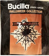 Brucilla Halloween Kit Spooky Spider Plastic Canvas Wall Decor 12x12 Craft 1990 - £15.76 GBP
