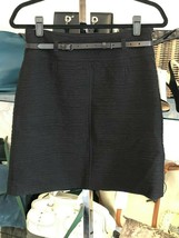 RENE LEZARD Black Wool Blend Classic A-Line Belted Skirt Sz 36/US 6 $325 - £120.94 GBP