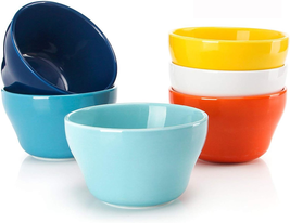 Sweese Porcelain Bouillon Cups - 8 Ounce Dessert Bowls - Set of 6, Multicolor, H - £25.08 GBP