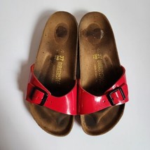 Birkenstock Madrid Size 37 L6 M4 Sandals Red Strap Black Buckle - £26.06 GBP