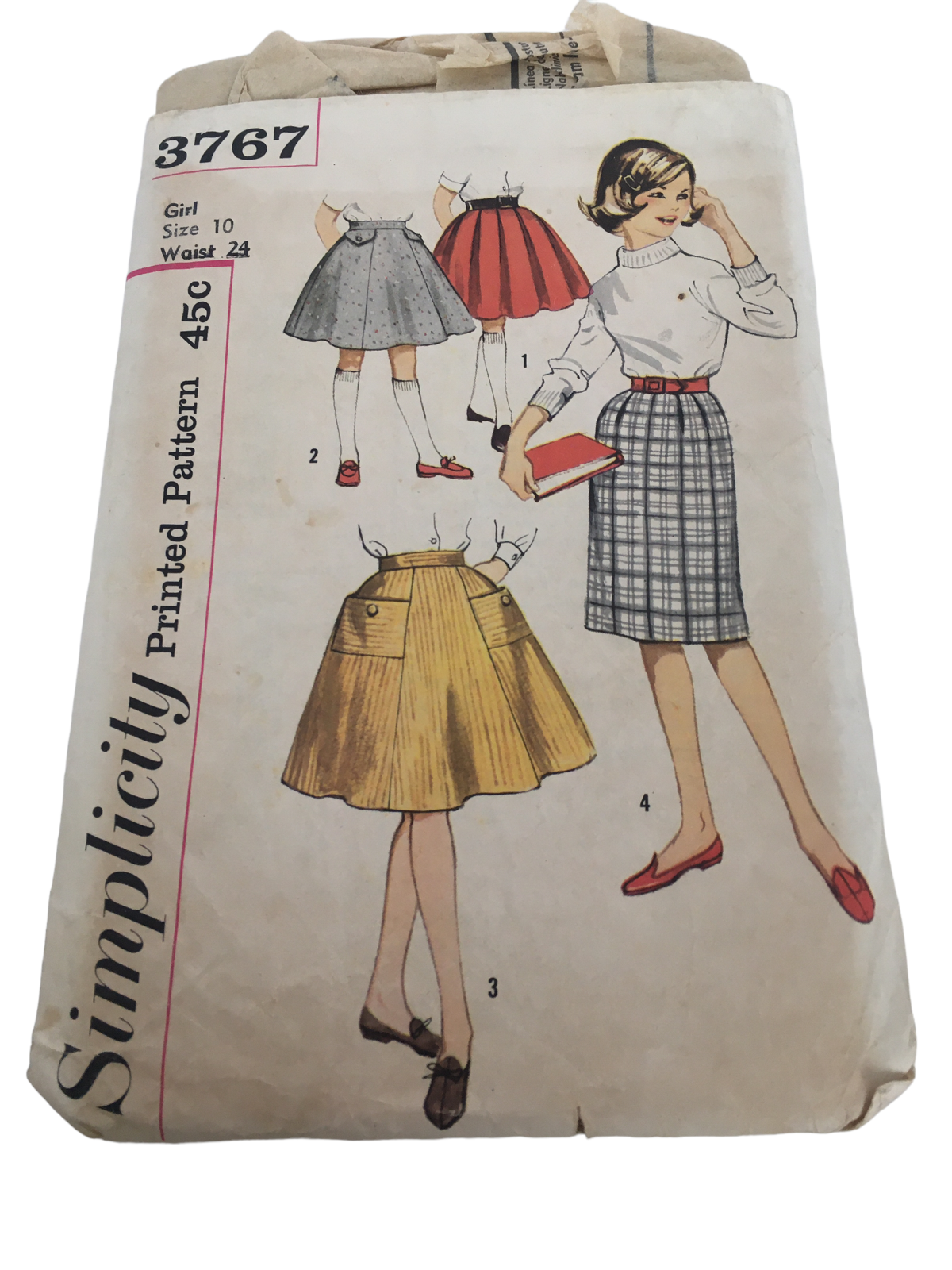 Simplicity Vintage Sewing Pattern 3767 Set of Skirts 1960s Girls 10 Waist 24 - $9.99