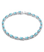 Sterling Silver Oval Natural Larimar Bracelet - €96,95 EUR