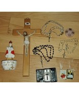 Vintage Catholic Holy Water Font Japan Cardinal Crucifix 3 Rosaries Scap... - £32.62 GBP