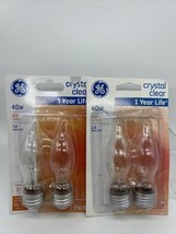 (2) GE Decorative Light Bulb Bent-Tip 330lum Clear 40 Watt 2Pk 66109 COM... - $7.91