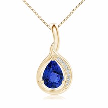 ANGARA Tanzanite &amp; Diamond Loop Pendant in 14k Solid Gold (Grade-AAA, Size-7x5) - £429.89 GBP