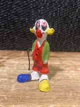 Vintage Cute Small Circus Clown clay collectible figurine 1.75&quot; Hand Pai... - $7.50