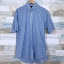Ralph Lauren Blake Shirt Blue Gingham Check Short Sleeve Casual Mens Medium - $34.63