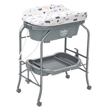 Portable Baby Changing Table with Storage Basket and Shelves-Gray - Color: Gray - £181.99 GBP