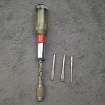 Vintage Great Neck 97A Push Screwdriver/Drill with Three Bits England Works - £6.85 GBP