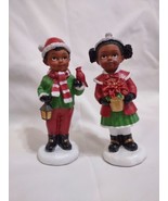 African American Christmas Figurines 8 Inches Little Boy And Girl Holida... - $50.24 CAD
