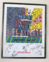 2003 Signed Pat Riley &amp; Miami Heat Team Commemorative Poster Romero Britto NBA - £1,291.77 GBP