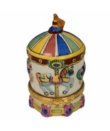 Vtg 1997 Leeber Ltd Horse Carousel Porcelain 3.25” Trinket Pill Jewelry Box - $50.80 CAD