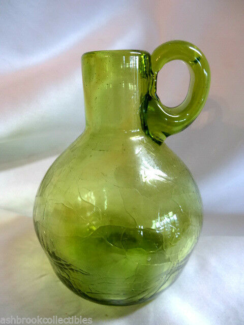 Primary image for Hand Made Crackle Glass Avacodo Green Pitcher Jug