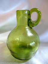Hand Made Crackle Glass Avacodo Green Pitcher Jug - $28.00