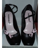 NIB FASHION BUG BLACK PLATFORM WEDGE HEEL SIZE 7 1/2 W PINK BOW         ... - €11,11 EUR