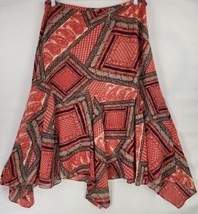 Coldwater Creek Skirt Womens XL Red Paisley Pattern Bandana Handkerchief Long - £31.72 GBP