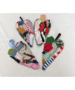 Hand crafted upcycle scrap patchwork fabric primitive country heart orna... - $27.16 CAD