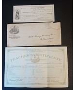Antique 1895 Teachers Certificate Third Grade McMinnville Oregon w/Recei... - $40.41 CAD