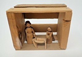 Joseph Mary Jesus Manger Scene Minimalist Wood Vintage Handmade Small Mo... - £15.14 GBP