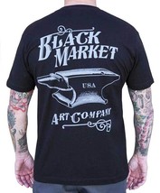 Iron Anvil Men&#39;s Back Graphic Cotton Tee Black Market Art Company Tattoo... - £18.96 GBP