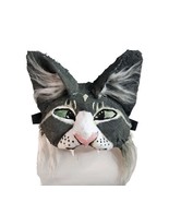 Gray Tabby Cat Therain Mask With Extra Elastic Big Ears Pink Nose And Fl... - $65.00