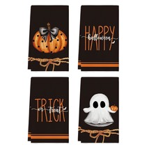 Pumpkins Ghost Trick Or Treat Happy Halloween Kitchen Towels Dish Towels, 18X26  - £28.53 GBP