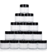 GLASS JARS with Lids Round Small Clear Container Jar 2 Oz 15 Pack By HOA... - £23.58 GBP