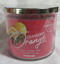 Kirkland&#39;s 14.5 oz Large Jar 3-Wick Candle Natural Wax Blend CRANBERRY ORANGE - £21.39 GBP