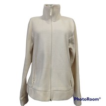 Merona Full Zip Fleece Jacket Sweatshirt off-white Womens size L - £6.32 GBP