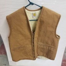 Vintage Carhartt Light Brown Full Zip Sherpa Lined Size Large Vest, Nice Shape  - £33.44 GBP