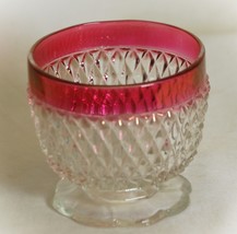 Indiana Glass Footed Open Sugar Bowl Red Diamond Point - £11.62 GBP