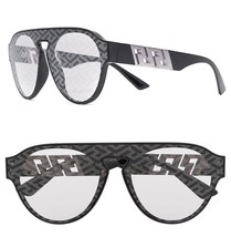 VERSACE LA GRECA Medusa 4420 Black Gray Mirror Print VE4420 Aviator Sung... - £227.12 GBP