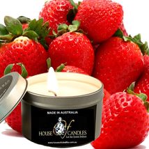 Fresh Strawberries Eco Soy Wax Scented Tin Candles, Vegan Friendly, Hand Poured - £11.99 GBP+