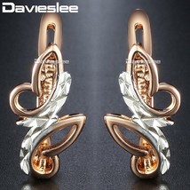 Davieslss Stud Earrings For Women Knot CZ Rhinestone 585 Rose Gold Filled Womens - $9.47