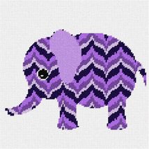 Pepita Needlepoint Canvas: Purple Bargello Elephant, 9&quot; x 9&quot; - £40.92 GBP+