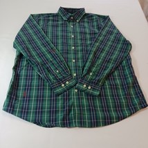 Saddlebred RN#31104 Button-Down Collar Men&#39;s Blue &amp; Green Plaid Shirt Si... - $9.00